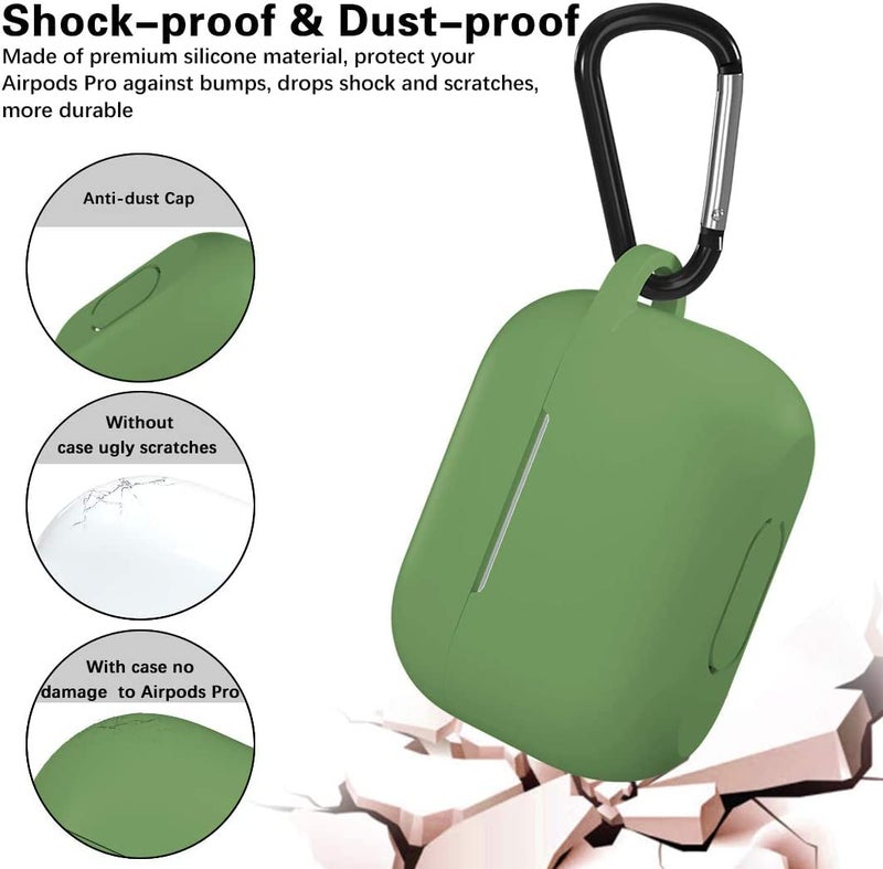 Lerobo Compatible with AirPods Pro 2 Case,Shockproof Washable Silicone Cover for Airpods Pro Supports Wireless Charging with Carabiner Front LED Visible,Olive Green - Image 5